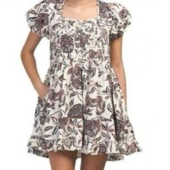 House of Harlow 1960‎ Floral Peasant Bohemian Puff Sleeve Mini Dress Size Medium - Picture 2 of 10